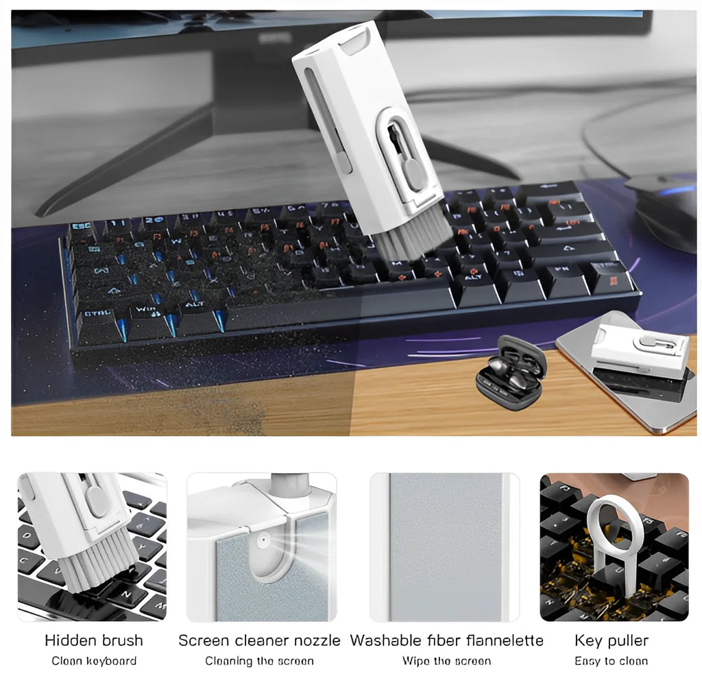 Kit de Limpeza 8 em 1 para Teclado, Fone e Eletrônicos