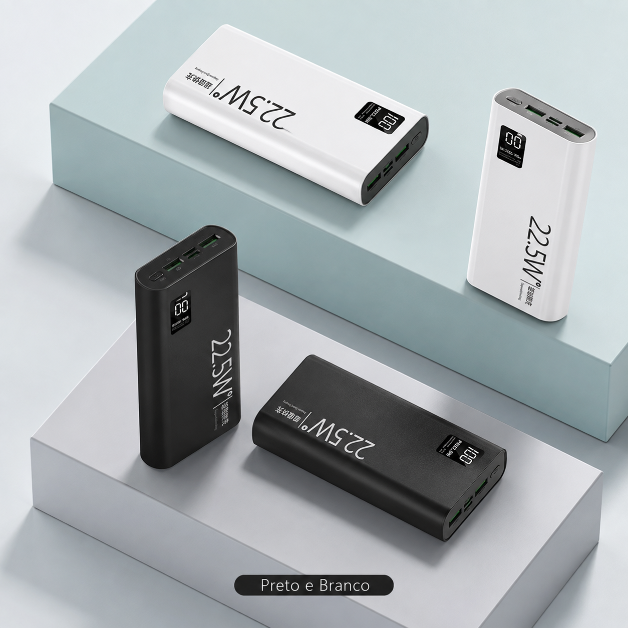 Powerbank 20.000mAh Turbo 22,5W com Visor Digital — Compre 1, Leve 2
