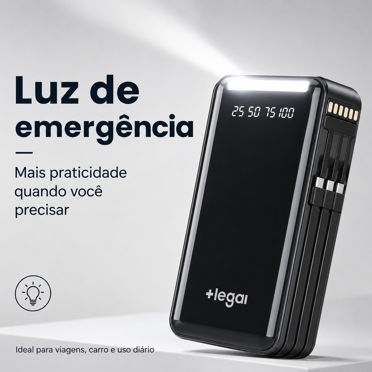 Powerbank 20.000mAh Carregamento Rápido para iPhone, Samsung e Xiaomi