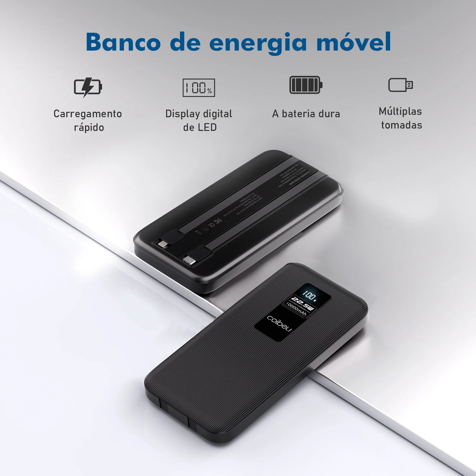 Powerbank 10.000mAh Portátil para iPhone, Samsung e Xiaomi