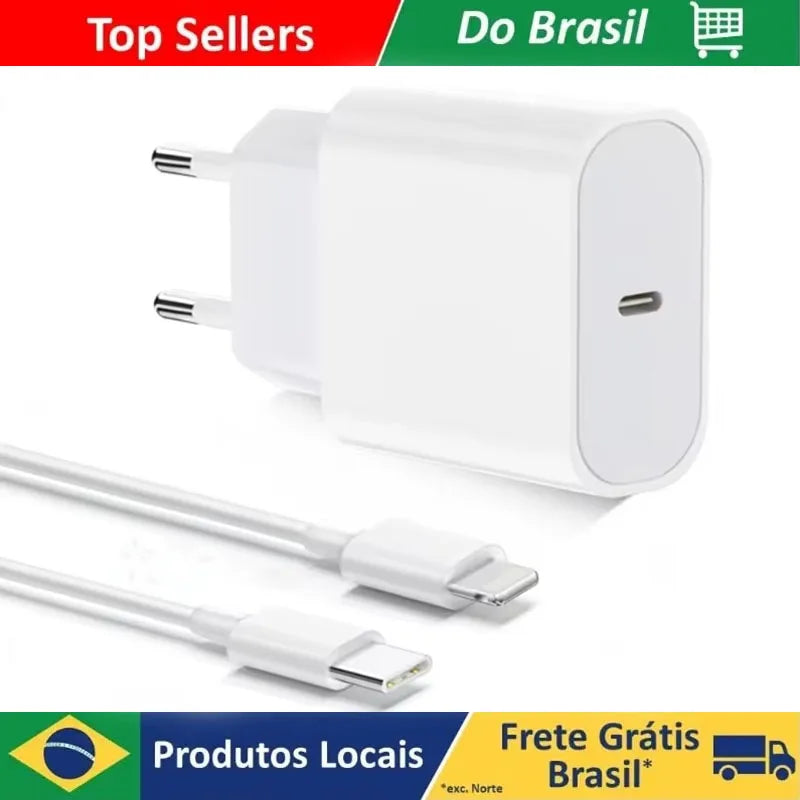 Cabo Carregador Turbo USB-C para iPhone 11 a 17 — Carregamento Rápido