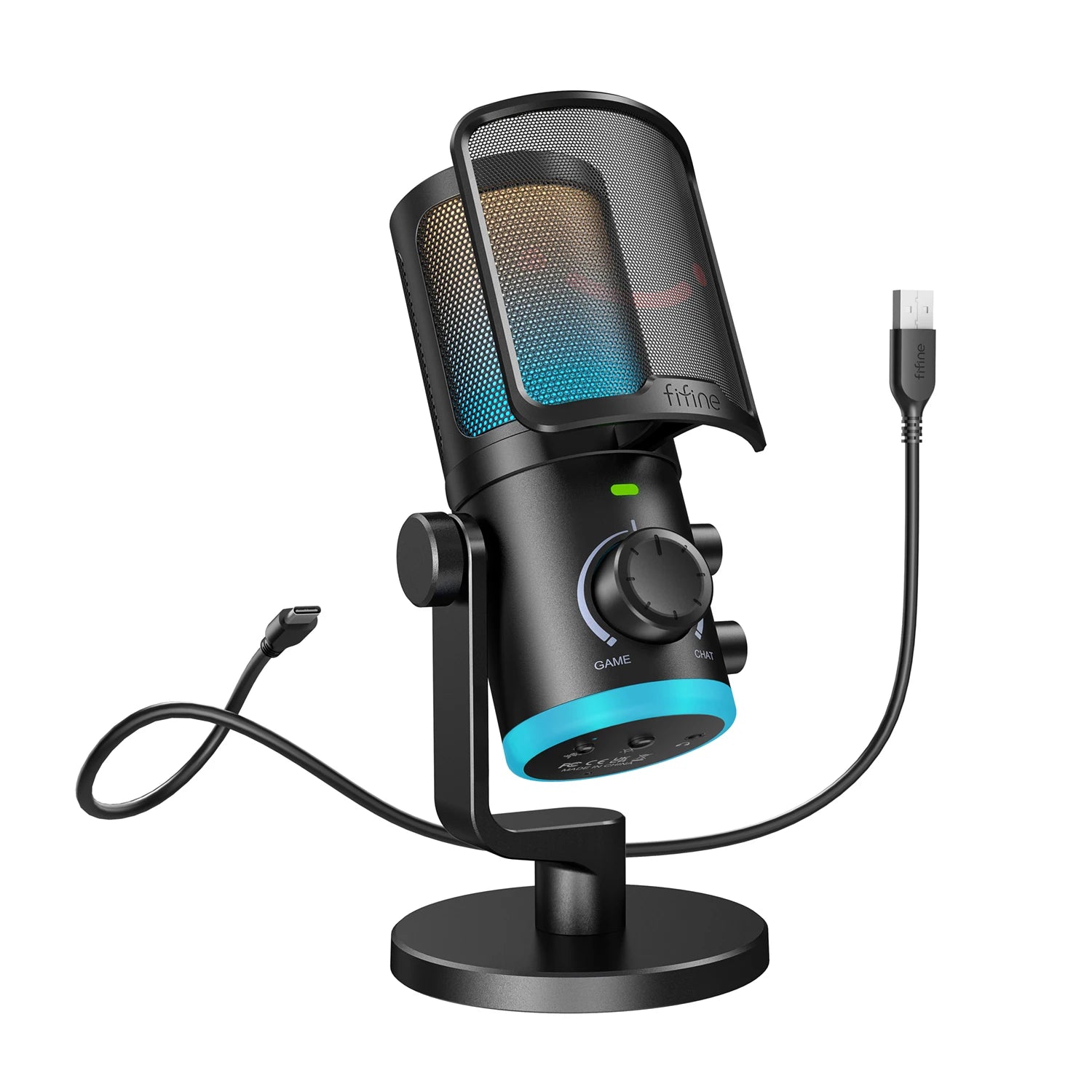 Microfone Gamer FIFINE AM6 USB com RGB e Cancelamento de Ruído