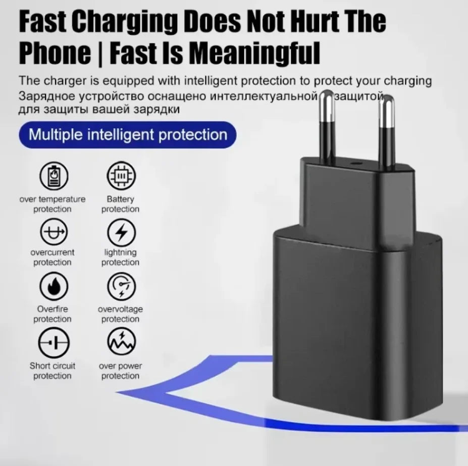Carregador de Parede Turbo 50W USB-C com Cabo — Carregamento Rápido