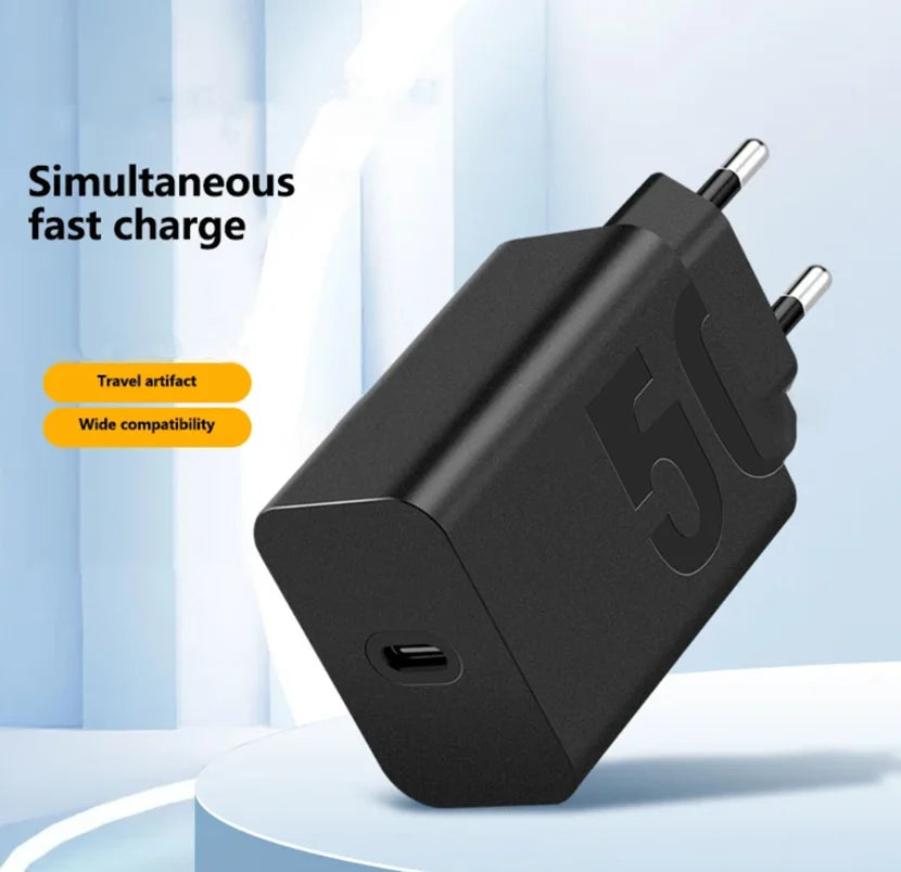 Carregador de Parede Turbo 50W USB-C com Cabo — Carregamento Rápido