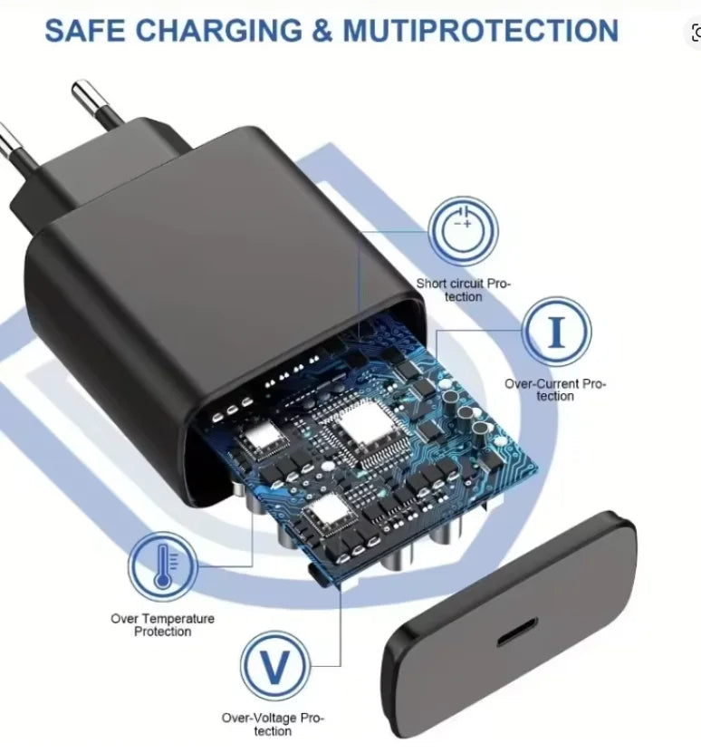 Carregador de Parede Turbo 50W USB-C com Cabo — Carregamento Rápido