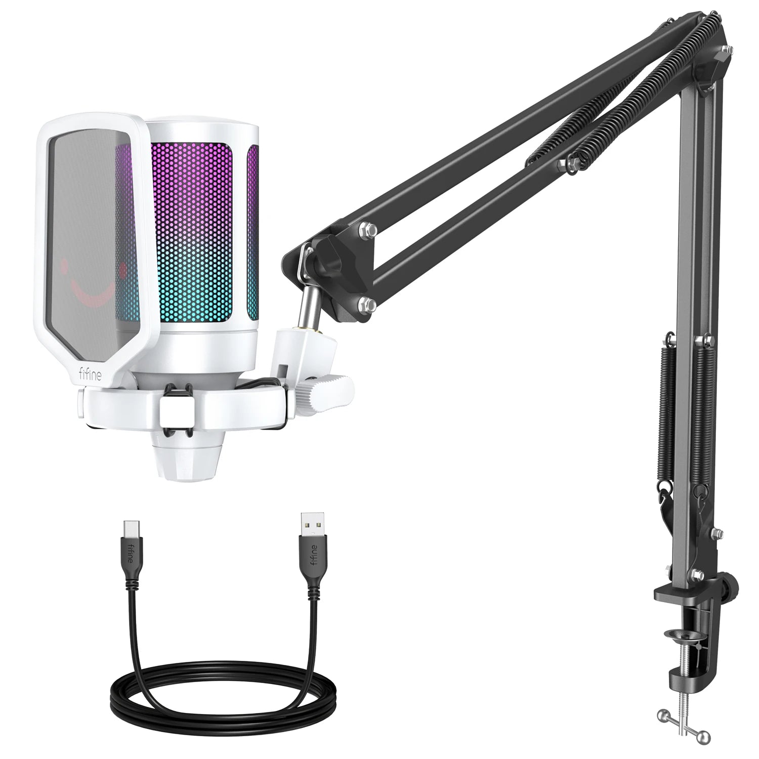Microfone Gamer FIFINE A6T USB com Braço Articulado e RGB
