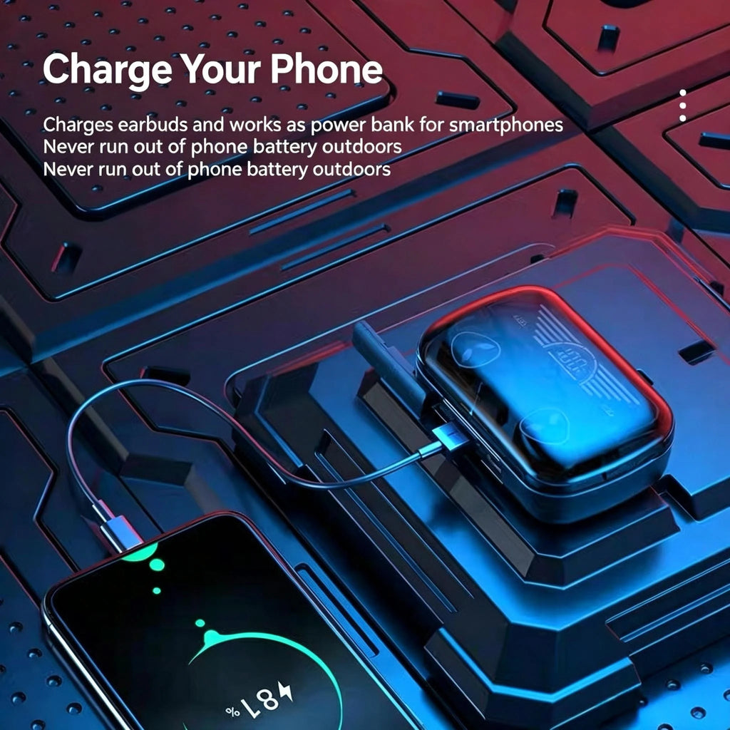 Fone Bluetooth 5.3 TWS M20 com Visor LED — 48h de Bateria e Cancelamento de Ruído