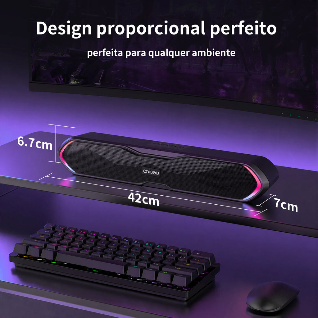 Caixa de Som Bluetooth Portátil Soundbar para PC e Celular