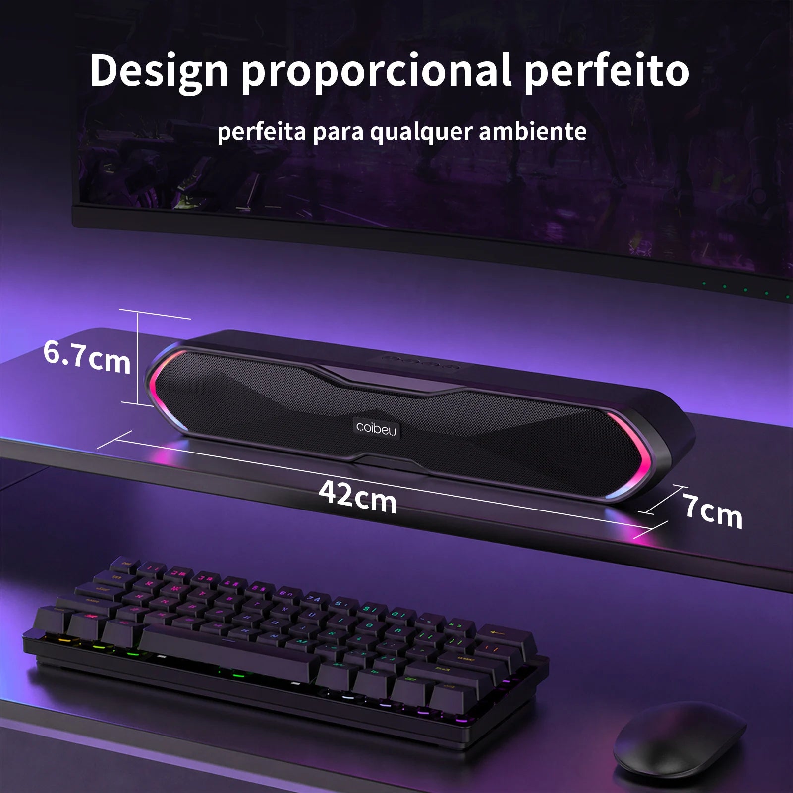 Caixa de Som Bluetooth Portátil Soundbar para PC e Celular