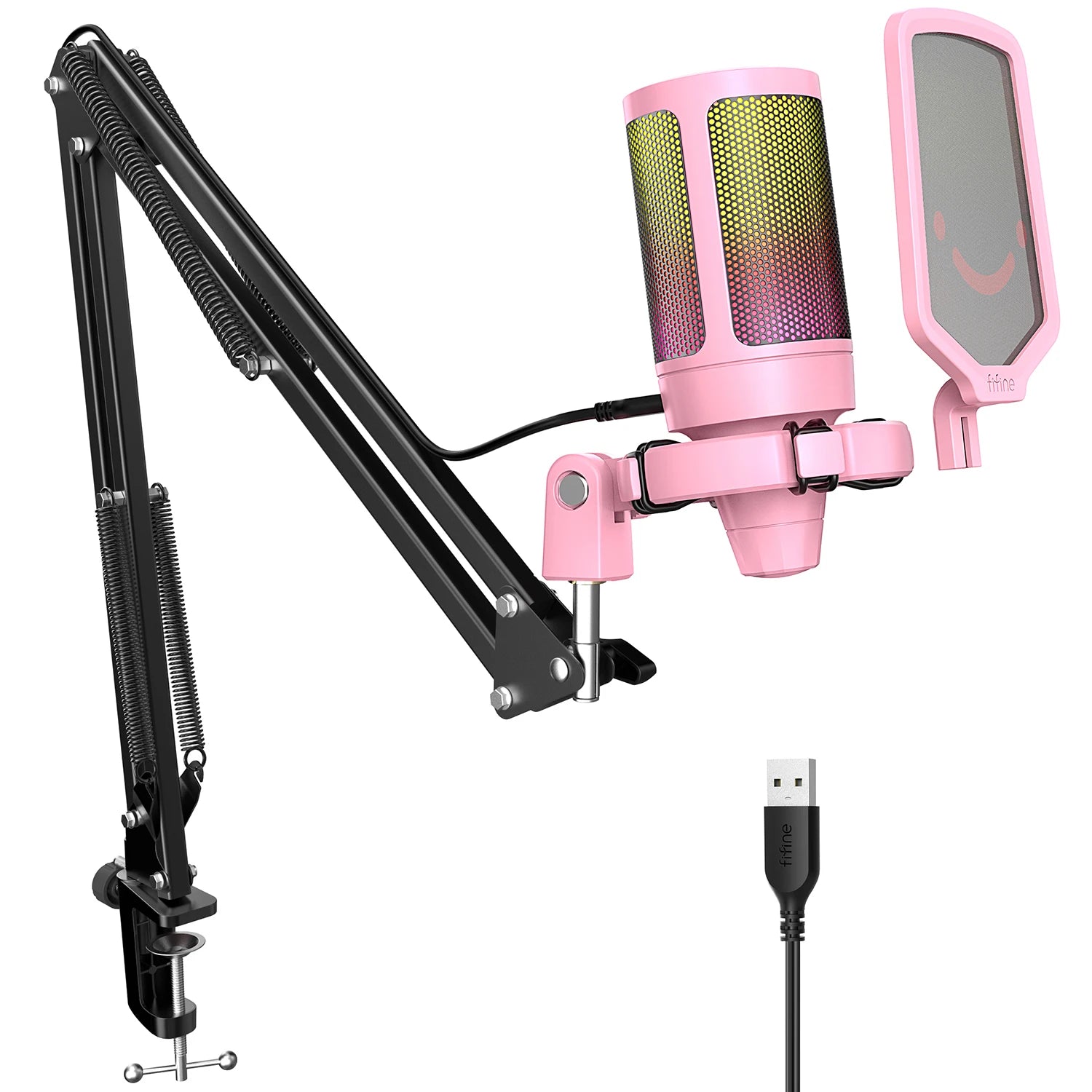 Microfone Gamer FIFINE A6T USB com Braço Articulado e RGB