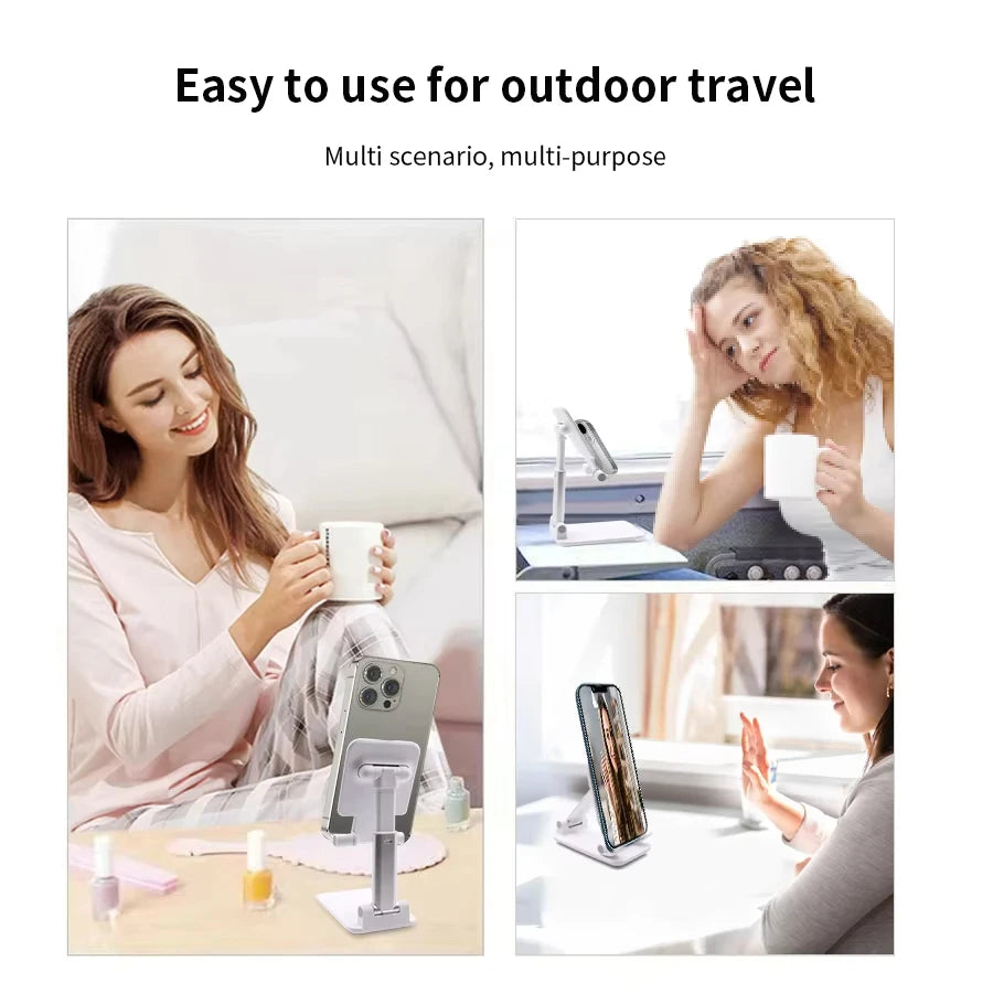 Suporte de Mesa Dobrável para Celular e Tablet — Ajustável e Universal