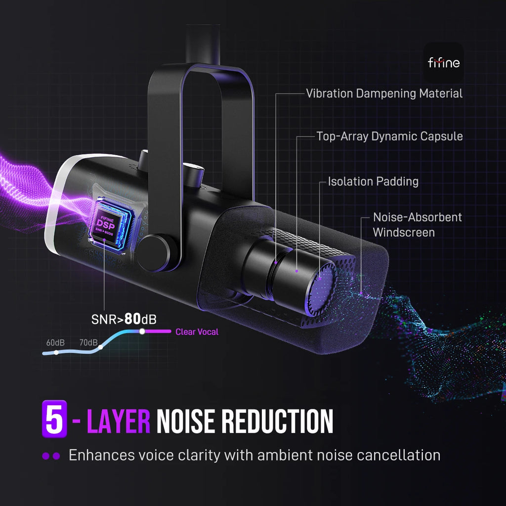 Microfone Dinâmico FIFINE AM8 USB/XLR com RGB para Streaming