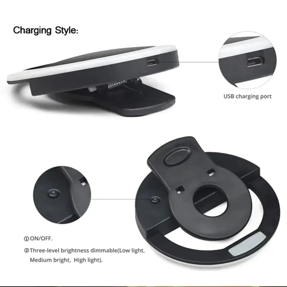 Ring Light LED para Celular com Brilho Ajustável e Clip Universal