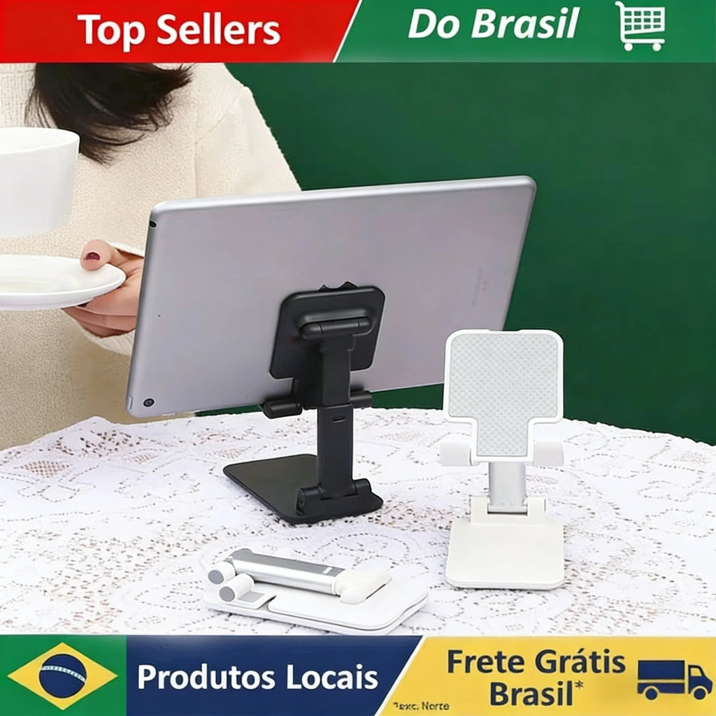 Suporte de Mesa Dobrável para Celular e Tablet — Ajustável e Universal