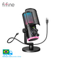 Microfone Gamer FIFINE AM6 USB com RGB e Cancelamento de Ruído