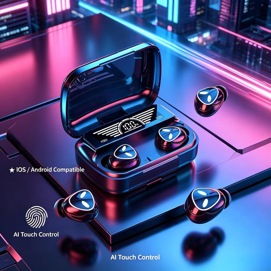 Fone Bluetooth 5.3 TWS M20 com Visor LED — 48h de Bateria e Cancelamento de Ruído