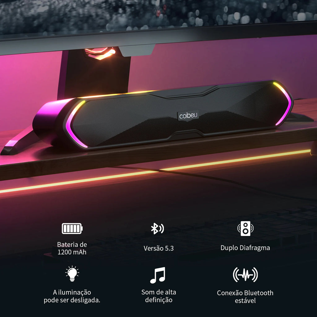 Caixa de Som Bluetooth Portátil Soundbar para PC e Celular