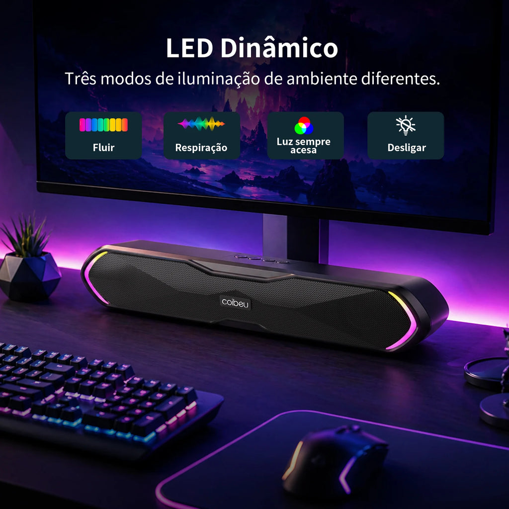 Caixa de Som Bluetooth Portátil Soundbar para PC e Celular