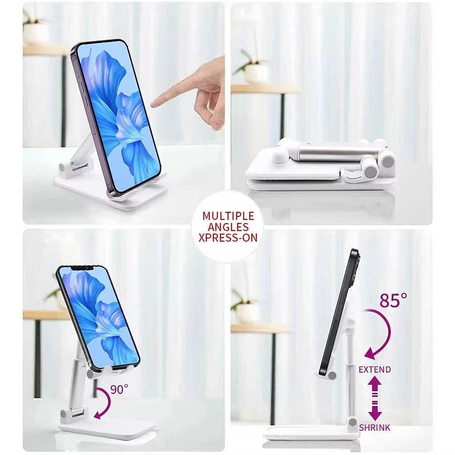 Suporte de Mesa Dobrável para Celular e Tablet — Ajustável e Universal