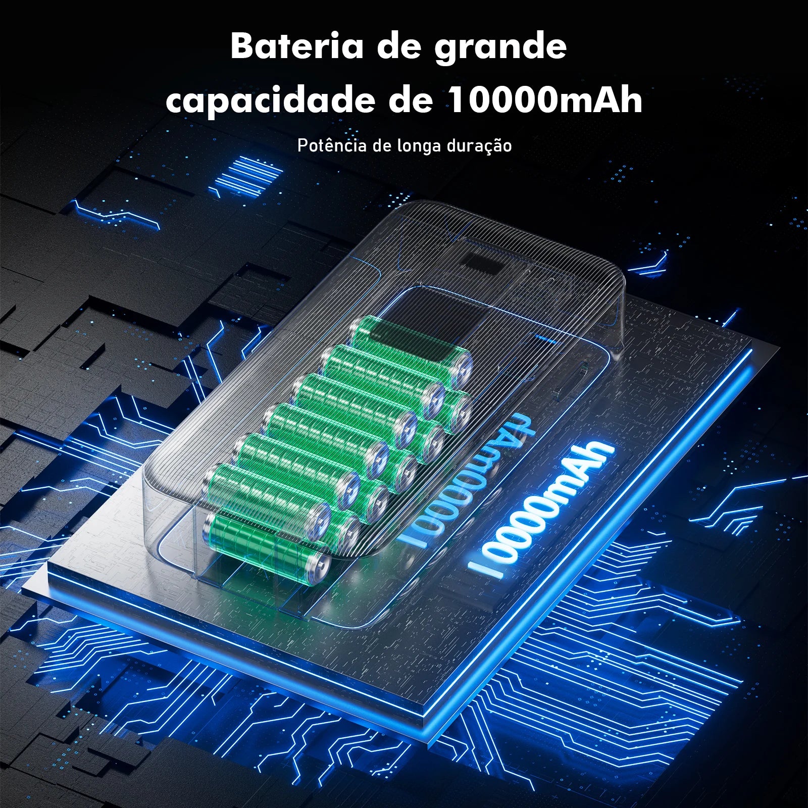 Powerbank 10.000mAh Portátil para iPhone, Samsung e Xiaomi