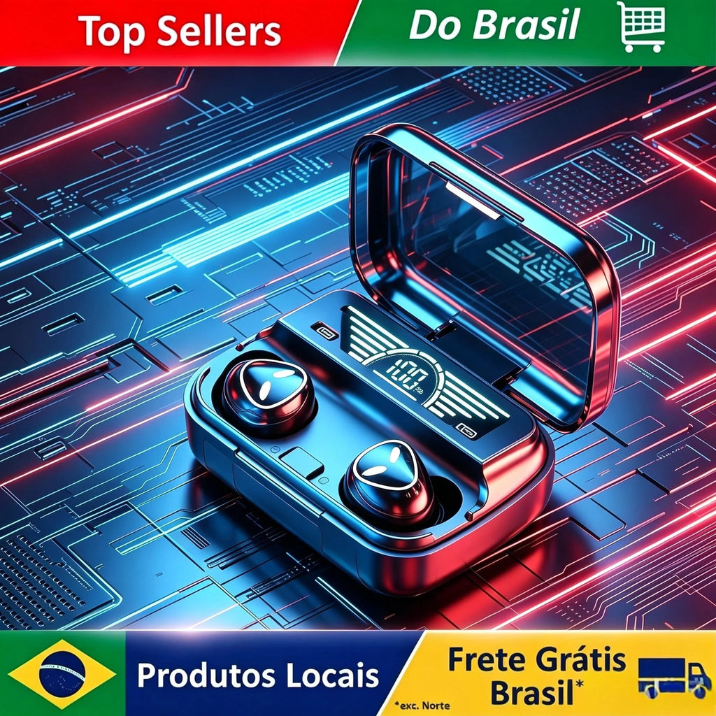 Fone Bluetooth 5.3 TWS M20 com Visor LED — 48h de Bateria e Cancelamento de Ruído