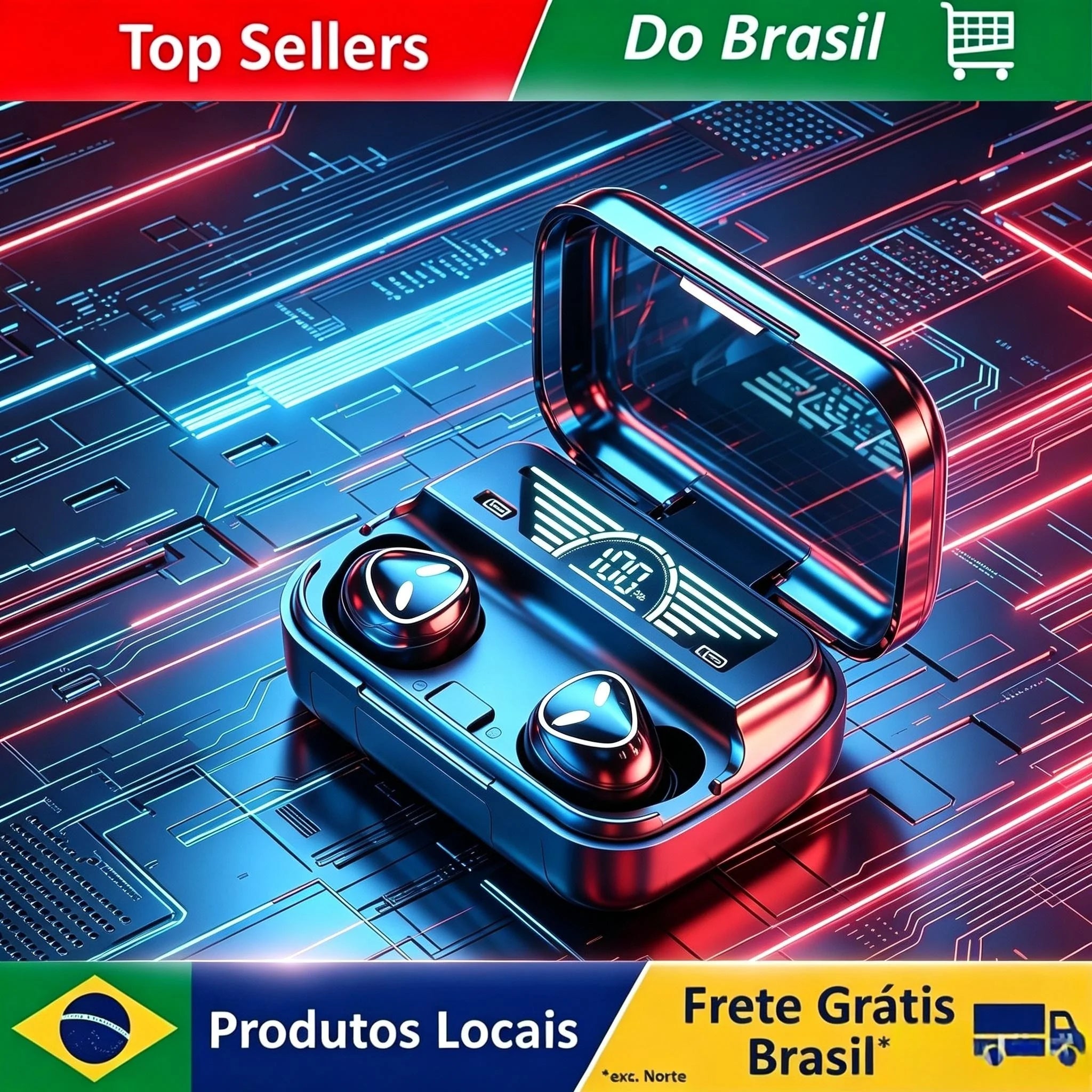 Fone Bluetooth 5.3 TWS M20 com Visor LED — 48h de Bateria e Cancelamento de Ruído