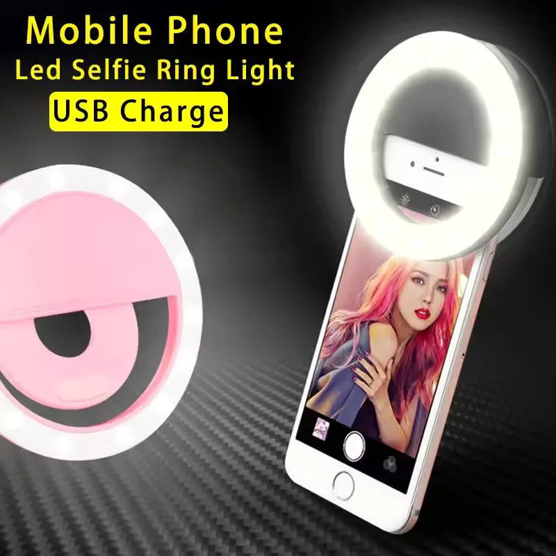 Ring Light LED para Celular com Brilho Ajustável e Clip Universal