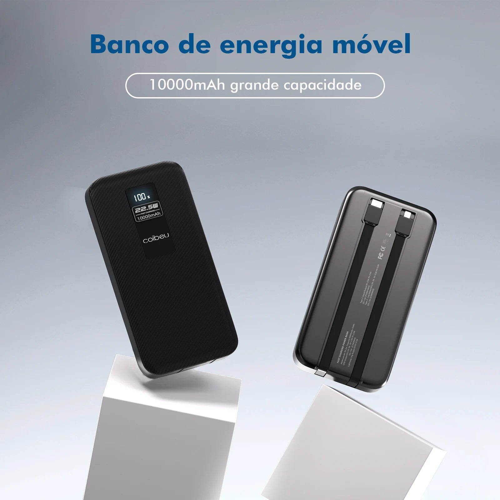 Powerbank 10.000mAh Portátil para iPhone, Samsung e Xiaomi